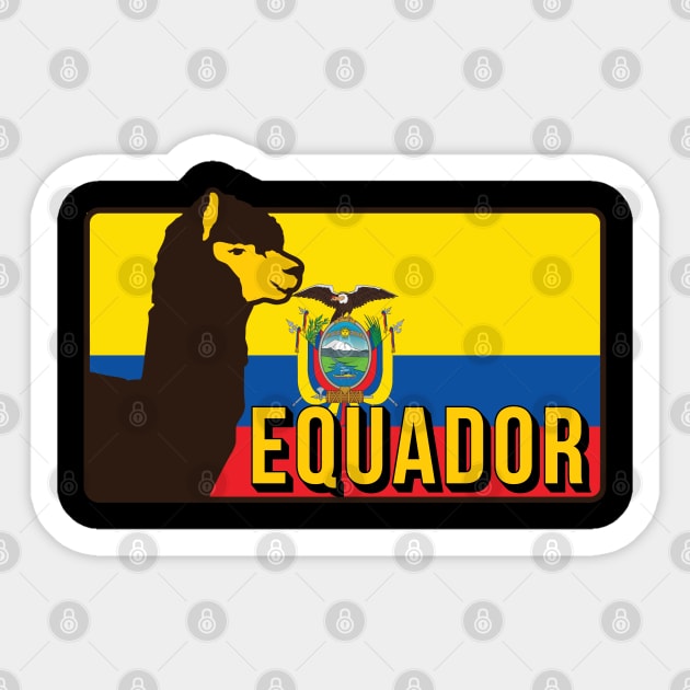 Ecuador Flag Alpaca Ecuadorian Quito South America Andes Condor Sticker by Shirtsurf